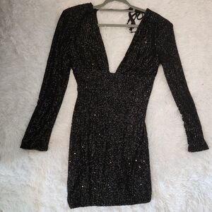 Black Sequins Cocktail Dress